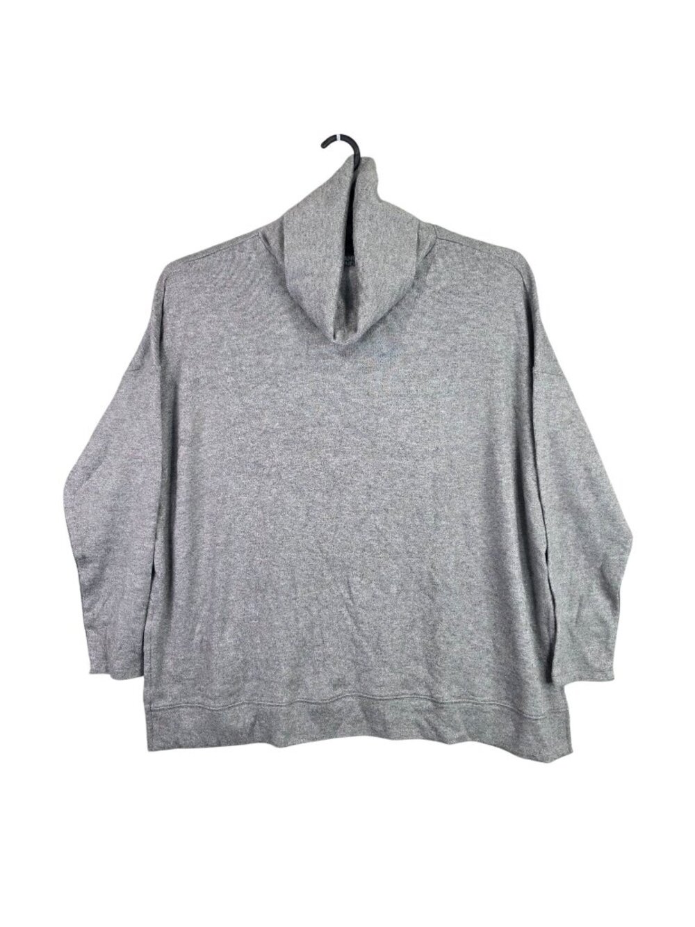 Womens Lands End Gray Knit Pullover Sweater Top Long Sleeve Viscose Blend Size L